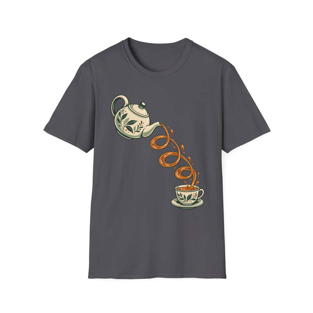 Coffee Lover T-Shirt with Vintage Teacup and Coffee Pot Design