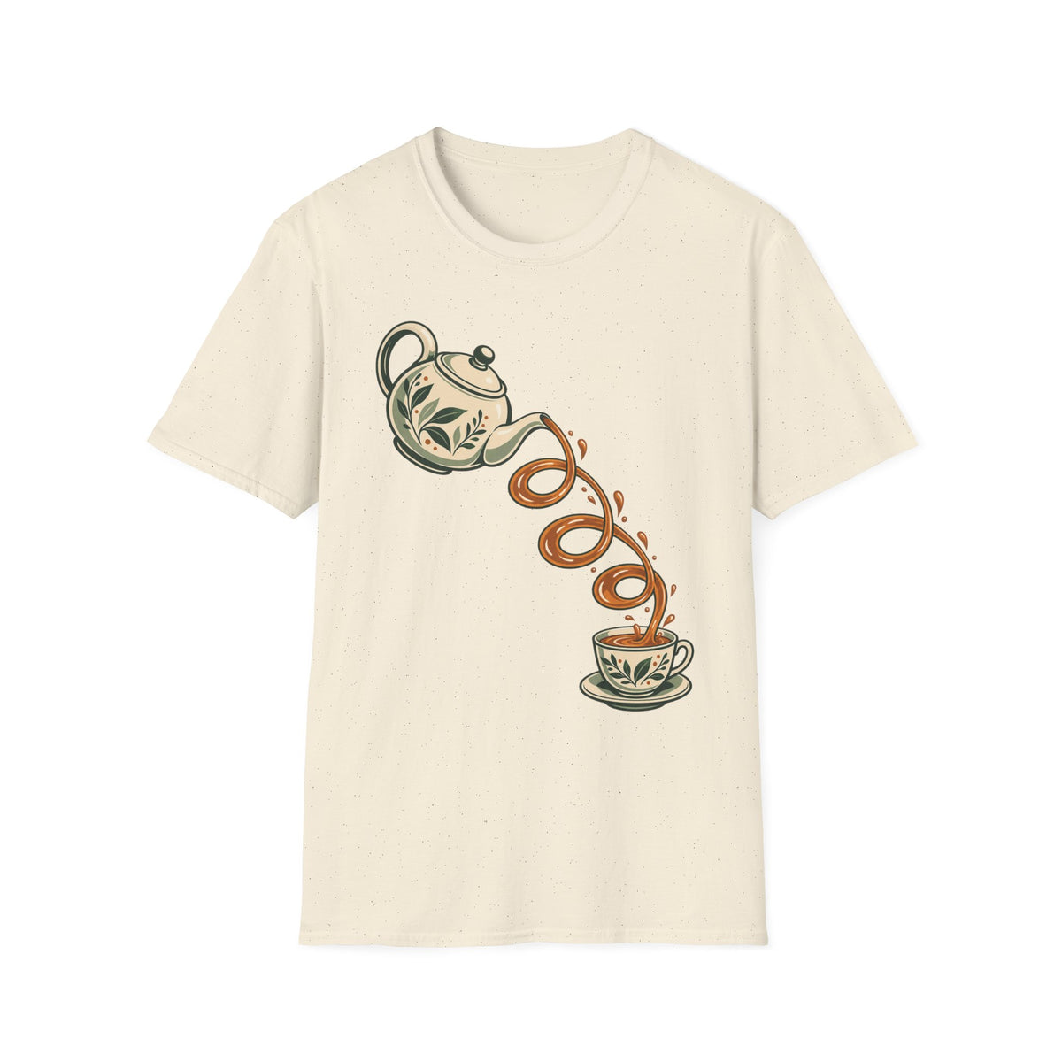Coffee Lover T-Shirt with Vintage Teacup and Coffee Pot Design