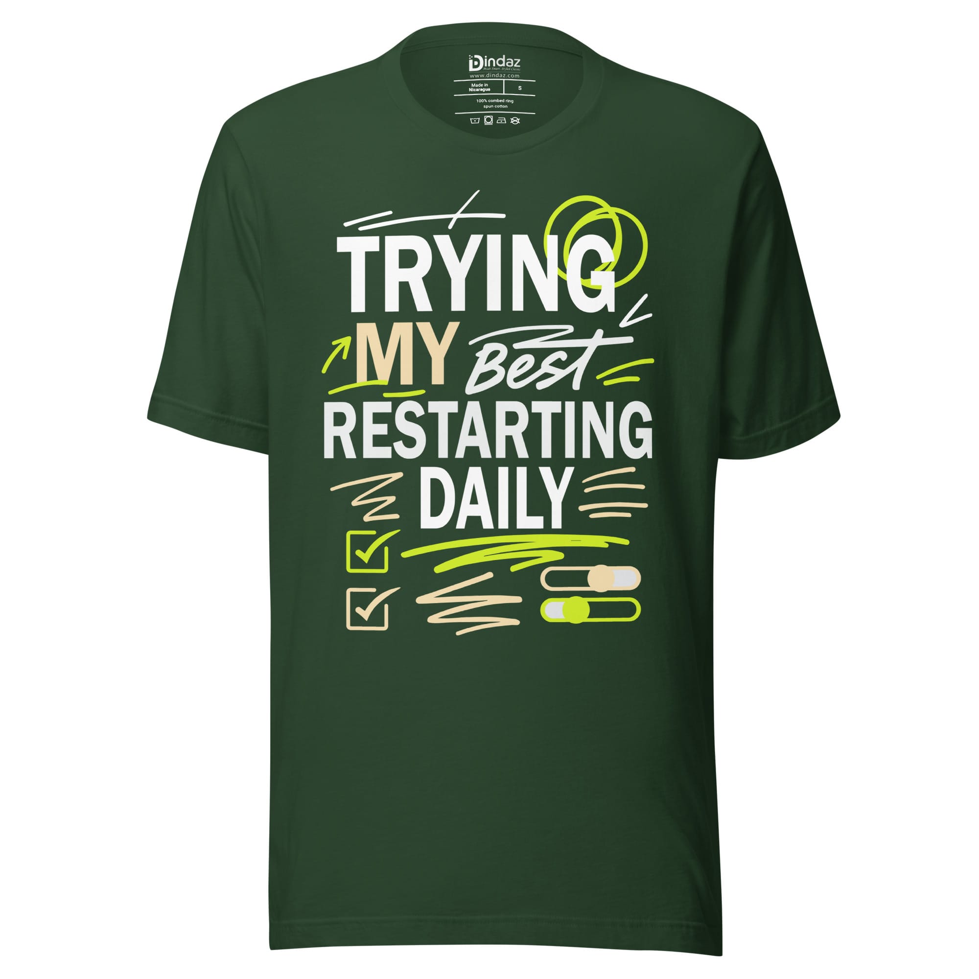 unisex-staple-t-shirt-forest-front-69240584ac1b5.jpg Trying My Best Restarting Daily T-shirt - Image 1