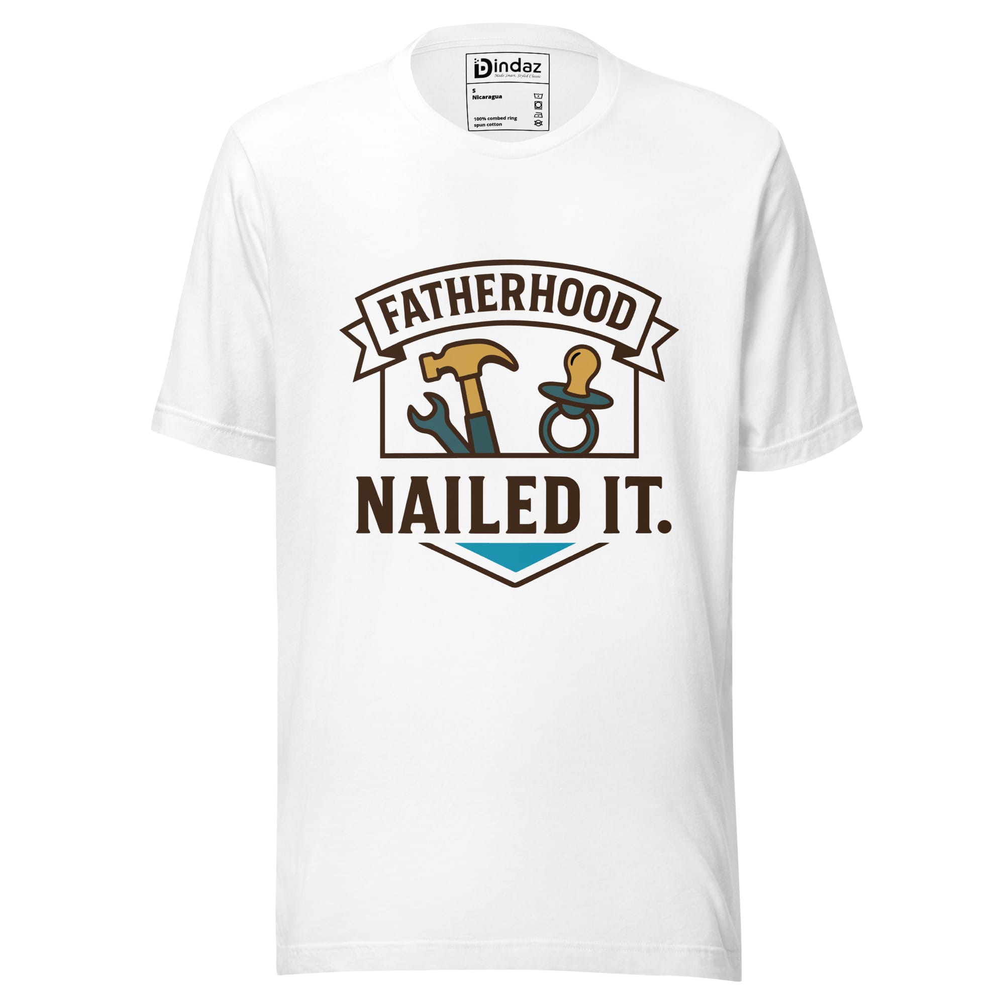 unisex-staple-t-shirt-white-front-692bc4f65244e.jpg FatherHood Nailed IT T-shirt - Image 1